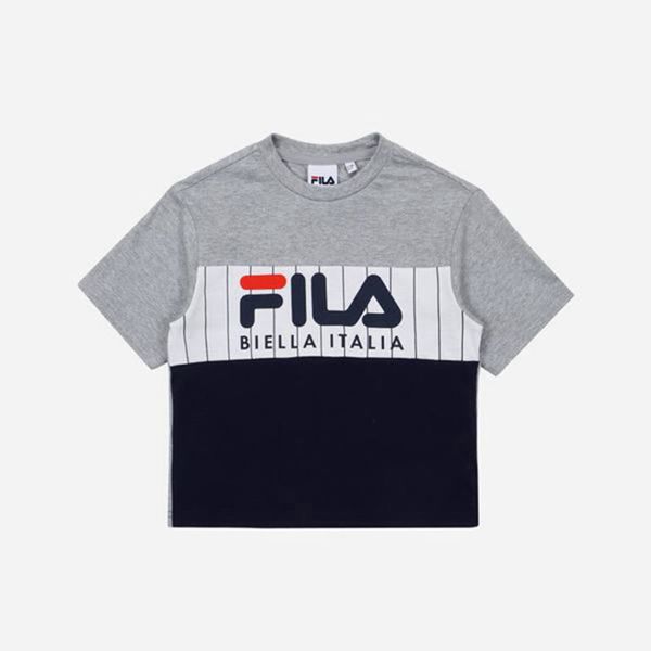 Camisetas Manga Corta Fila Niñas Gris - Heritage Blocked S/S - España 427350ZGF